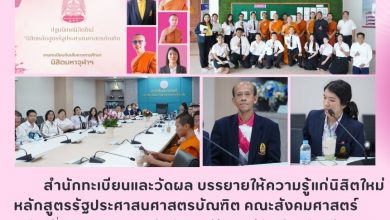 Photo of สำนักทะเบียนและวัดผลแนะแนวการศึกษาแก่นิสิตใหม่หลักสูตรรัฐประศาสนศาสตรบัณฑิต
