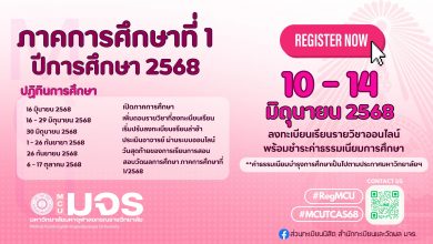 Photo of กำหนดการลงทะเบียนเรียน ประจำปีการศึกษา 2568 ภาคการศึกษาที่ 1