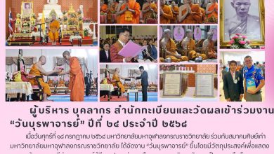 Photo of ผู้บริหารและบุคลากรสำนักทะเบียนและวัดผลร่วมงาน “วันบุรพาจารย์” ครั้งที่ 24 ประจำปี 2568