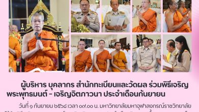 Photo of สำนักทะเบียนฯ เข้าร่วมพิธีเจริญพระพุทธมนต์-เจริญจิตภาวนา ประจำเดือนกันยายน