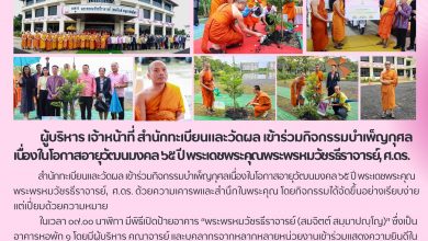Photo of ผู้บริหาร เจ้าหน้าที่ สำนักทะเบียนและวัดผล เข้าร่วมกิจกรรมบำเพ็ญกุศล เนื่องในโอกาสอายุวัฒนมงคล ๖๕ ปี พระเดชพระคุณพระพรหมวัชรธีราจารย์, ศ.ดร.