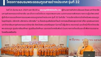 Photo of ผู้อำนวยการสำนักทะเบียนและวัดผล มจร บรรยายพิเศษ โครงการอบรมพระธรรมทูตสายต่างประเทศ รุ่นที่ 32