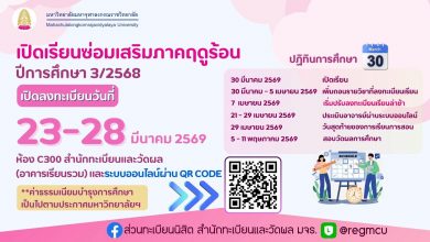 Photo of ลงทะเบียนเรียนซ่อมเสริม (ส่วนกลาง) มจร. ภาคการศึกษาที่ 3/2568