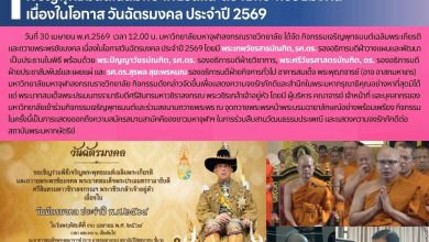Photo of ผู้บริหาร เจ้าหน้าที่สำนักทะเบียนและวัดผล เข้าร่วมกิจกรรมเจริญพุทธมนต์เฉลิมพระเกียรติ และถวายพระพรชัยมงคล  เนื่องในโอกาส วันฉัตรมงคล ประจำปี 2569