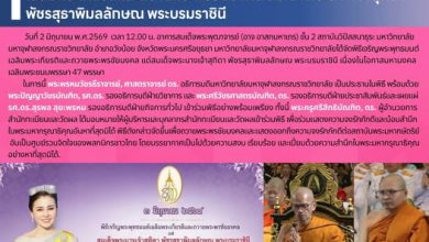 Photo of  ผู้บริหารบุคลากรสำนักทะเบียนและวัดผล เข้าร่วมพิธีเจริญพระพุทธมนต์เฉลิมพระเกียรติและถวายพระพรชัยมงคล สมเด็จพระนางเจ้าสุทิดา พัชรสุธาพิมลลักษณ พระบรมราชินี วันที่ 2 มิถุนายน พ.ศ. 2569