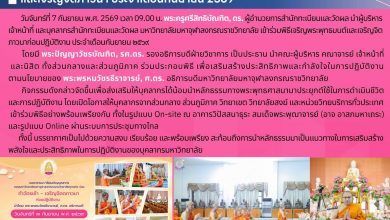 Photo of ผู้บริหารและบุคลากรสำนักทะเบียนและวัดผล ร่วมพิธีเจริญพระพุทธมนต์และเจริญจิตภาวนา ประจำเดือนกันยายน ๒๕๖๙