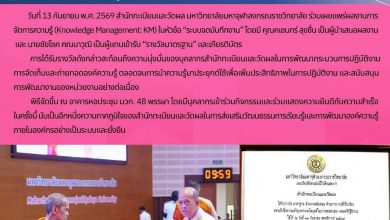 Photo of บุคลากรสำนักทะเบียนและวัดผล เข้ารับ “รางวัลมาตรฐาน” จากการจัดการความรู้ (KM) ปีการศึกษา 2568